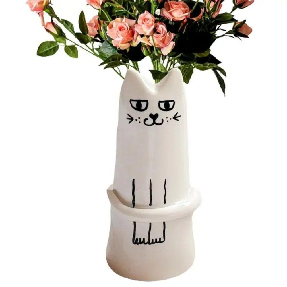 

Цветочный горшок в скандинавском стиле для гостиной, цветочная композиция, домашняя ваза для цветов с кошкой