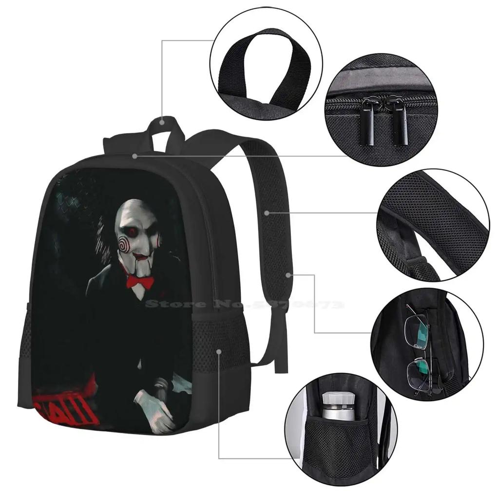 Saw Movie Poster Backpacks For School Teenagers Girls Travel Bags Saw Movie Jigsaw Spiral Film Saw Art Saw 2004 Saw 3 Scary Saw