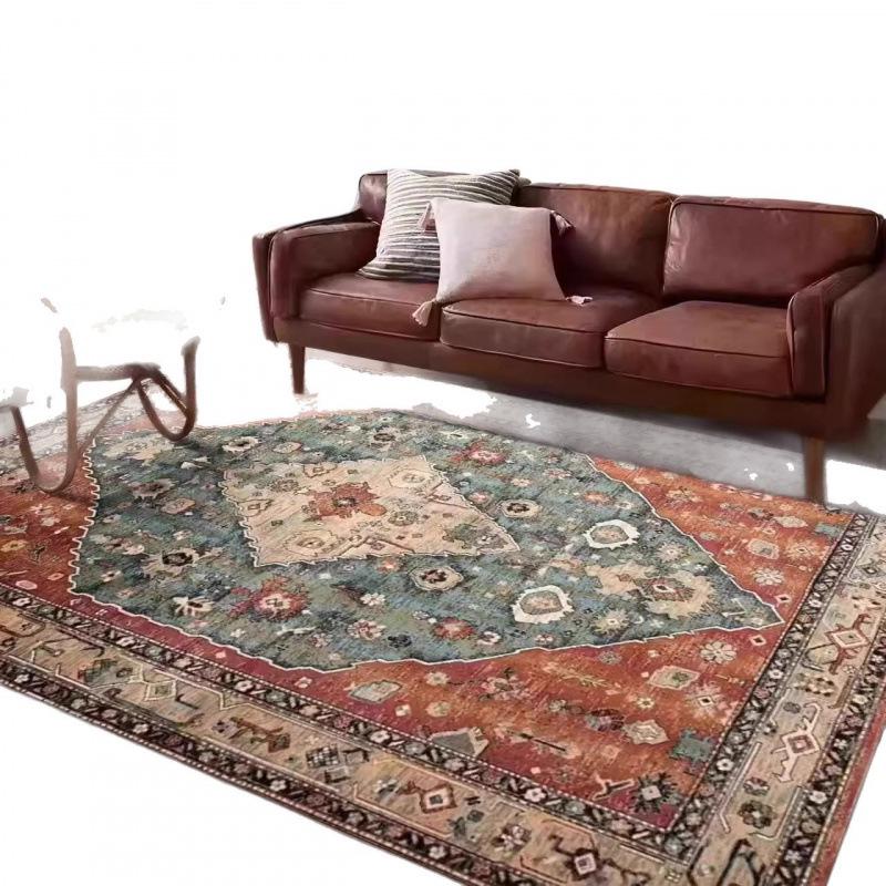 Persian Style Imitation Cashmere Non-Slip Rug - Machine Washable Living Room, Bedroom, or Coffee Table Floor Mat