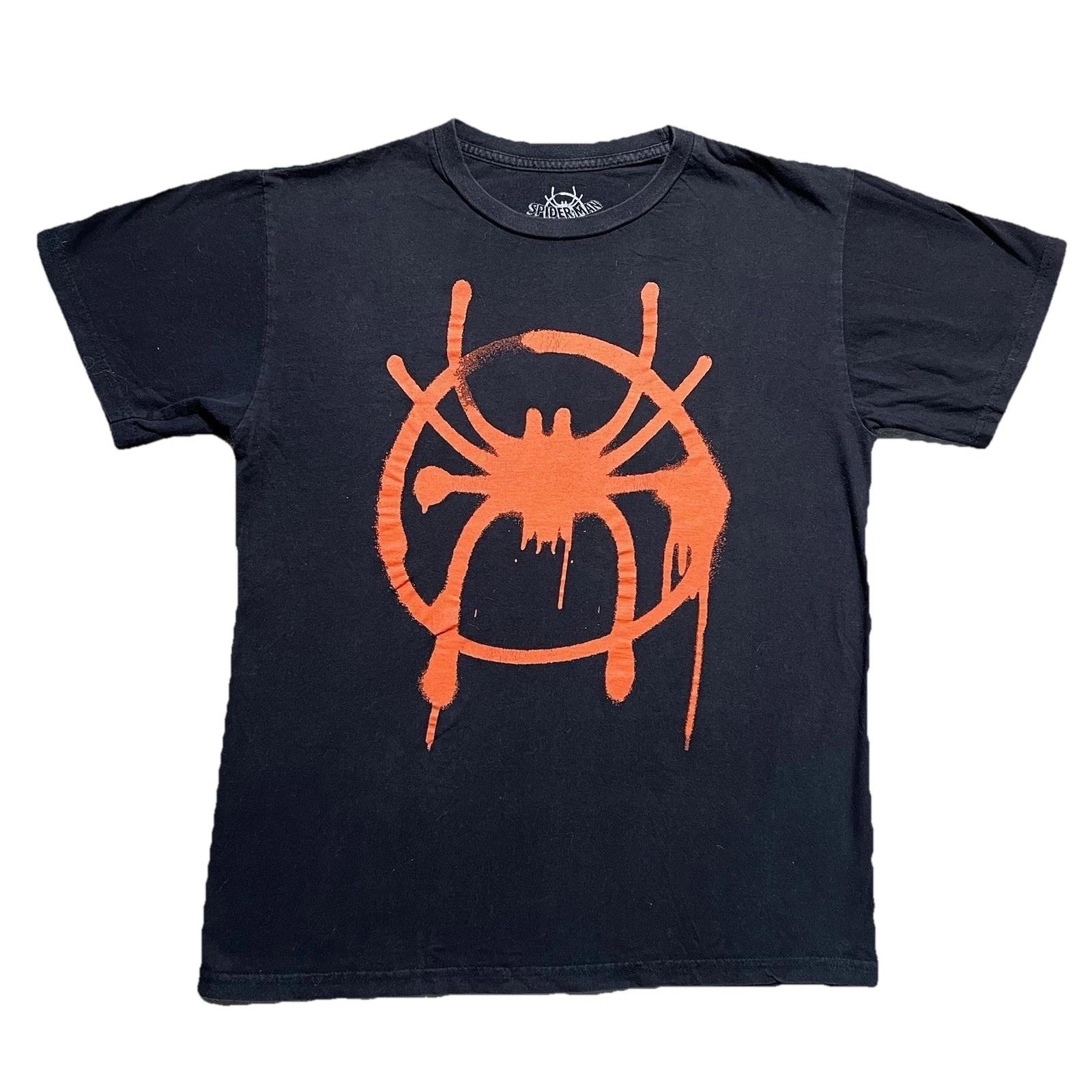 Spider Man T Shirt M Black Into the Spiderverse Paint Logo Double Graphic Tee 4XL