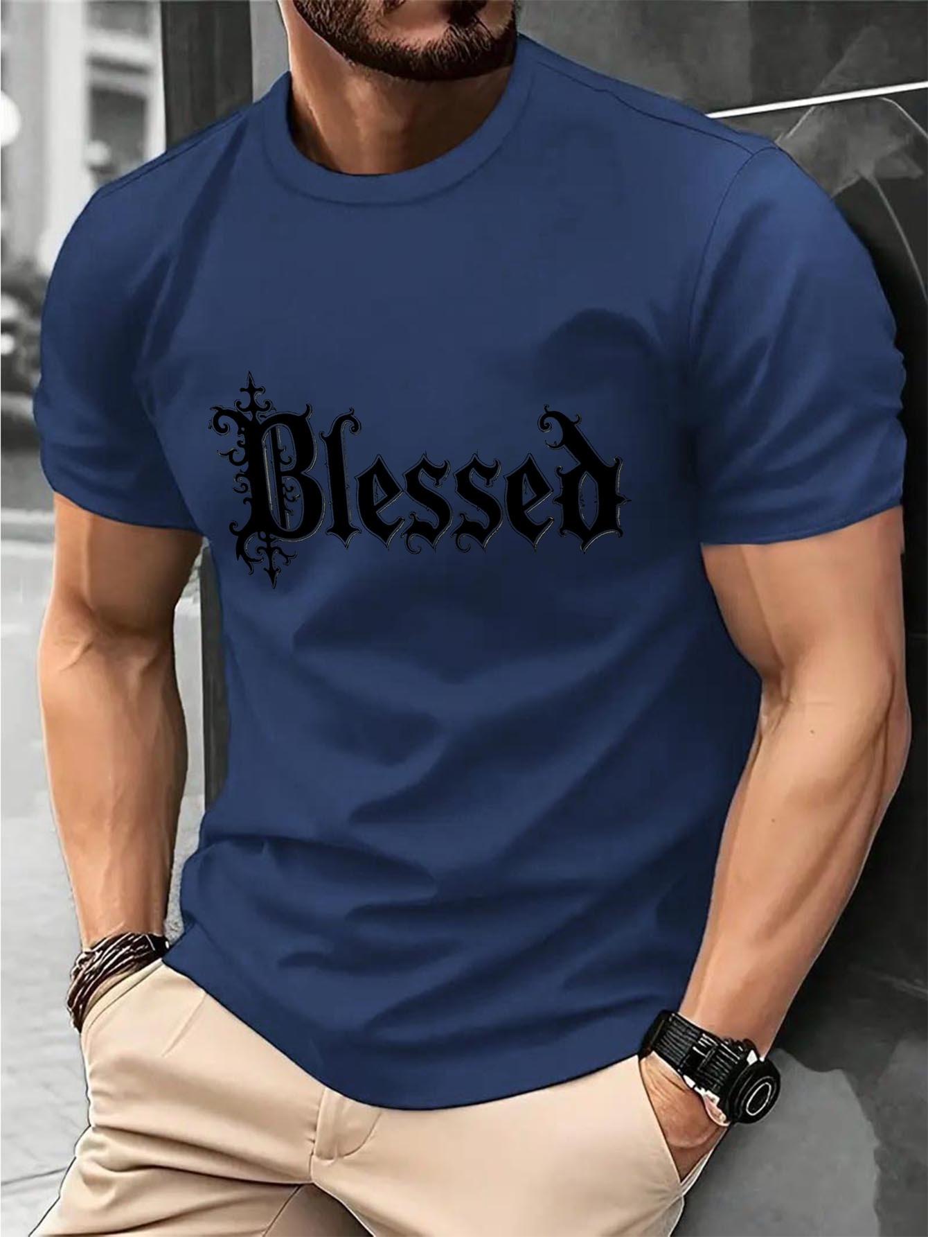 71523 Cotton Blend T-shirt - Black Blessed Gothic Print S