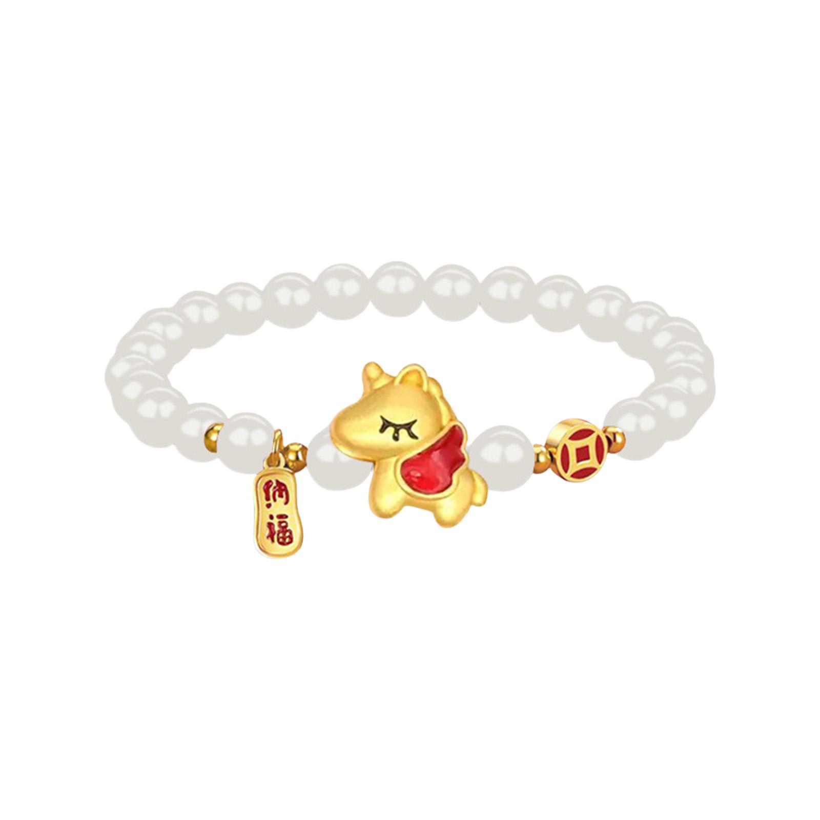 Браслет  Год Лошади  2026, Красная нить, Золотой кулон, Браслет из бусин, Китайский животный талисман, Подарок на Год Лошади