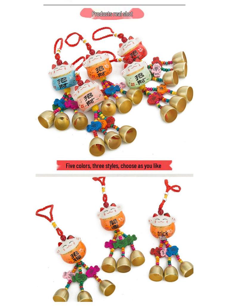 Cat Ceramic Wind Chime Doorbell Pendant - Small Hanging Ornament for Doors or Shop Openings