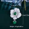 Elegante Spilla Lussuosa a Forma di Grande Fiore con Zirconia Verde Lucida e Bianca per Donna Gioiello da Sposa Matrimonio Banchetto Festa