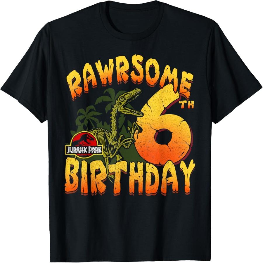Jurassic Park Rawrsome 6th Birthday T-Shirt S