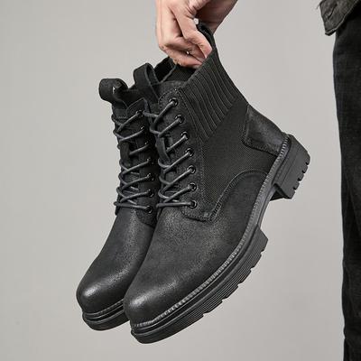 Vintage Martin Boots British Style Thick-Soled High-Top Men'S Tooling Boots Waxed Leather Outdoor Hiking Boots