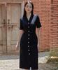 Julie And Kara 24Ss Collar 89 Secret Garden Long Queen Tweed Dress Navy