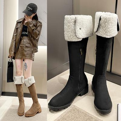 Fashion New Comfortable Women's Winter Warm and Fashionable Knee High Thick Soles Slimming Snow Boots Zapatos Mujer