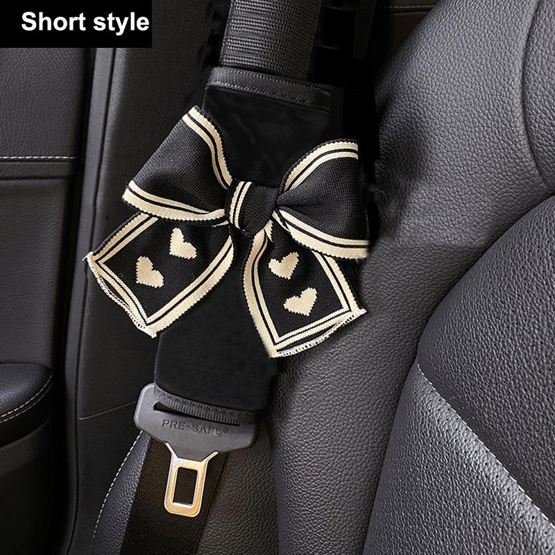 Fashion Lover Bow Ice Silk Car Seat Belt Cover For Neck Protection Universal Auto Seat shoulder Pads Strap Harness Cushion