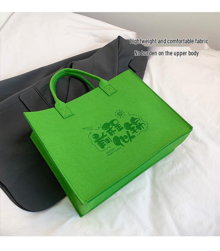 Eco-Friendly Logo Print Large Capacity Felt Tote Bag with Pattern