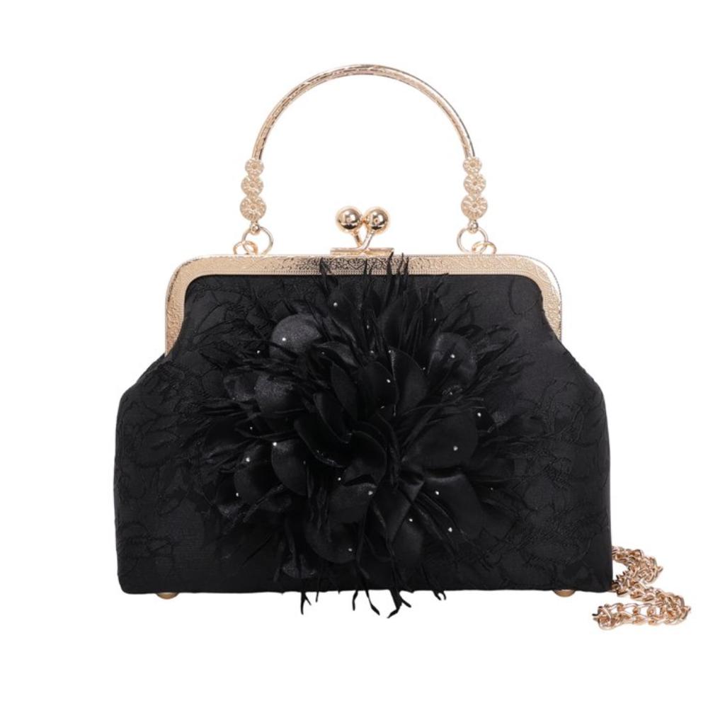 Handbag Women Cloth Flower Chain Strap Evening Wedding