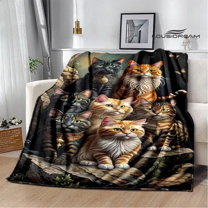 3D Cute Cat Printed Blanket Flannel Warm Blankets Soft and Comfortable Blanket Bed Linings Cubre Cama Birthday Gift