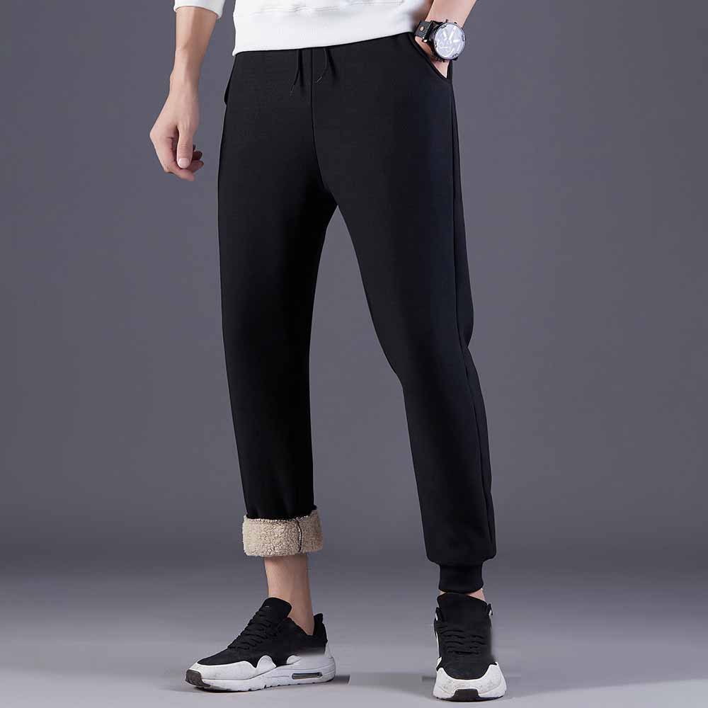 Men's Plus Size Fleece Lined Thickened Casual Loose Sports Pants with Sherpa for Korean & Japanese Winter Style