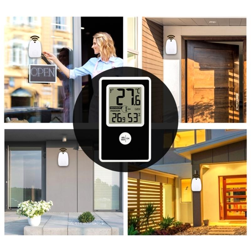 Wireless Indoor Outdoor Thermometer Hygrometer Digital Easy to Read Gauge for Home Bedroom Office Monitor Equipment Too
