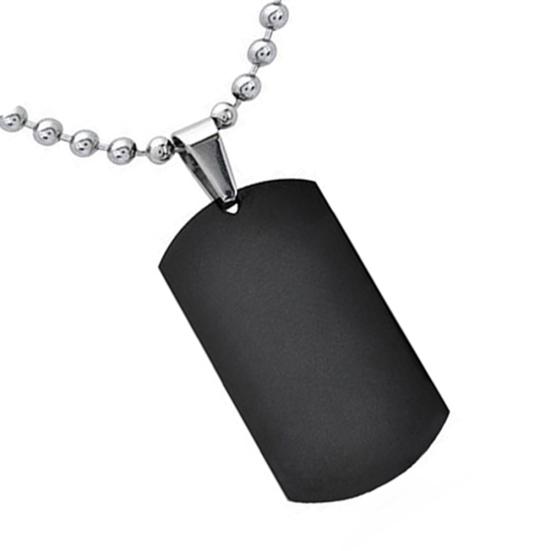 Men's Women's Punk Fashion 316L Stainless Steel Polished Rectangular Dog Tag Necklace