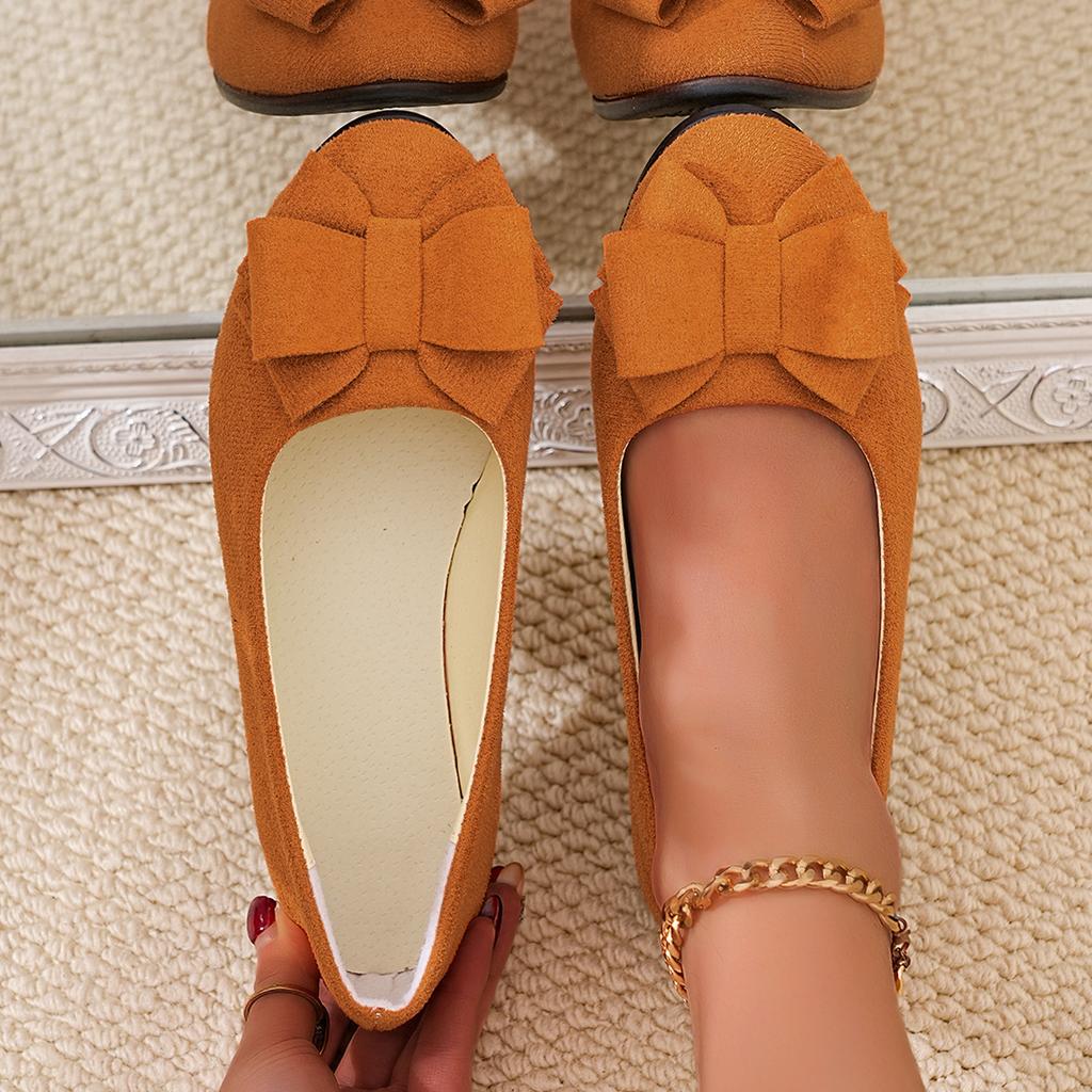 Damen Plus Size Keilschuhe mit Schleife Minimalistische Niedrig geschnittene Arbeitsschuhe Runde Spitze Keilabsatz