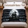 Skull Gothic Theme Soft Blanket Personalized Custom Name Text Print Warm Blanket Home Sofa Bedroom Decor