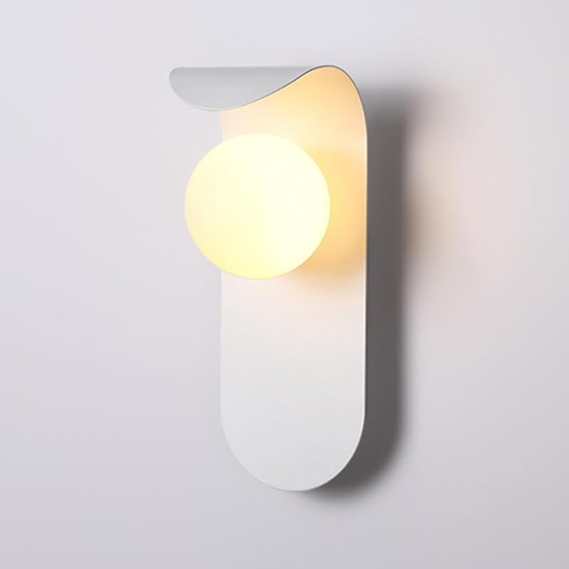 Скандинавский настенный светильник, Настенный светильник-шар, Светильник, Металлический настенный светильник, Белый стеклянный абажур-шар, Современный стиль середины века, L белый