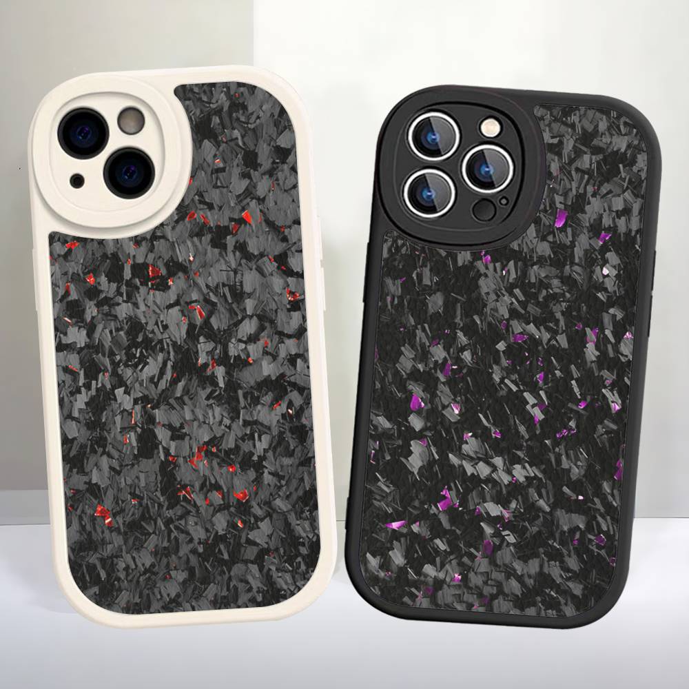 Forged Carbon Fundas Leather Phone Case For IPhone 16 16e 15 14 13 12 11 Pro Max Plus Mini Cover
