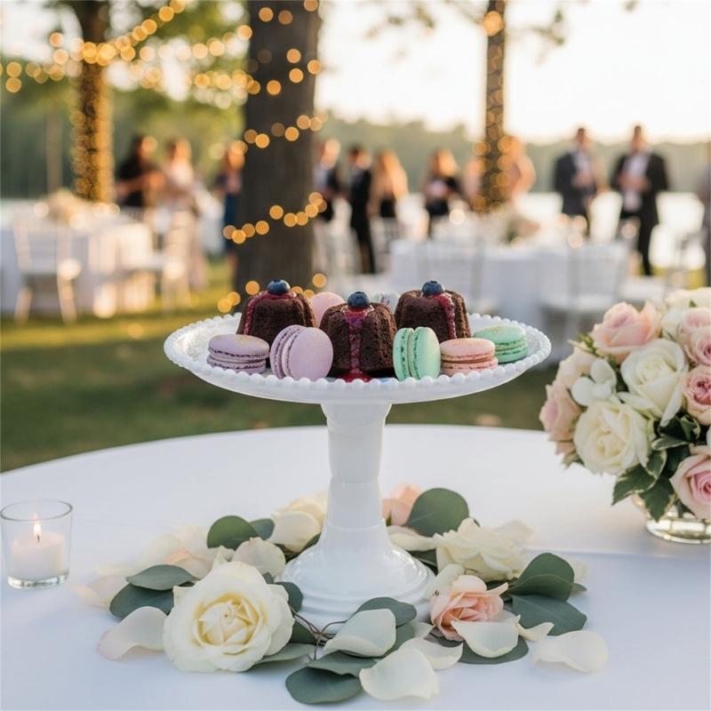 Slip Resistant Base Tall Dessert Display Stand Snacks Fruit Serving Plate Elegant Plastic Construction for Celebration