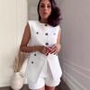 2024 Women's Solid Color Sleeveless Vest & Casual Shorts Set