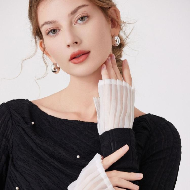 Beliebte Plissee-Ärmelmanschetten Abnehmbare Ärmel für formelles Outfit Arm-Accessoire Armschmuck für Damen Kleider-Upgrades