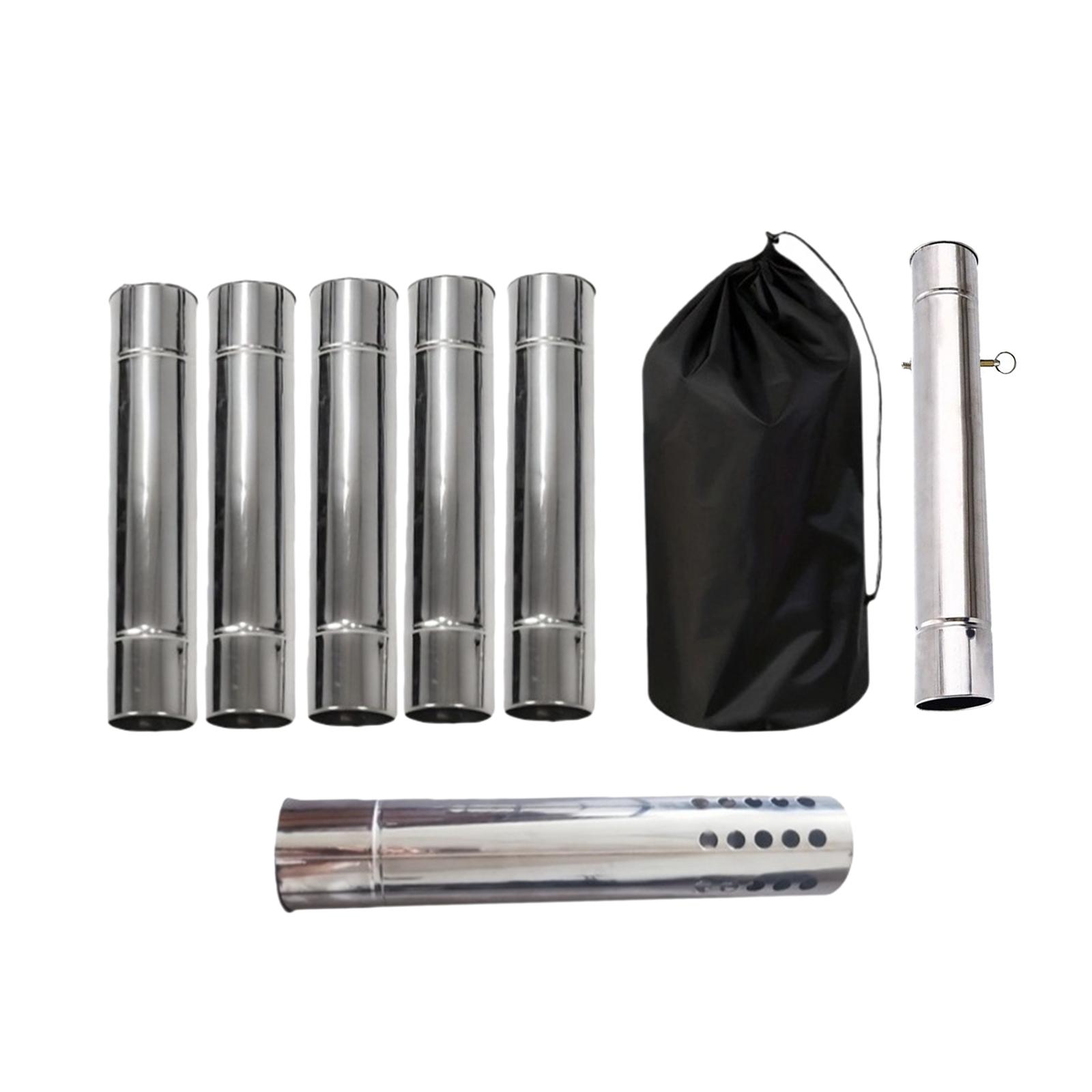 Труба дымохода для походной печи Легкая выхлопная труба из нержавеющей стали Сетчатый защитный кожух для обогревателя палатки на открытом воздухе серебряный