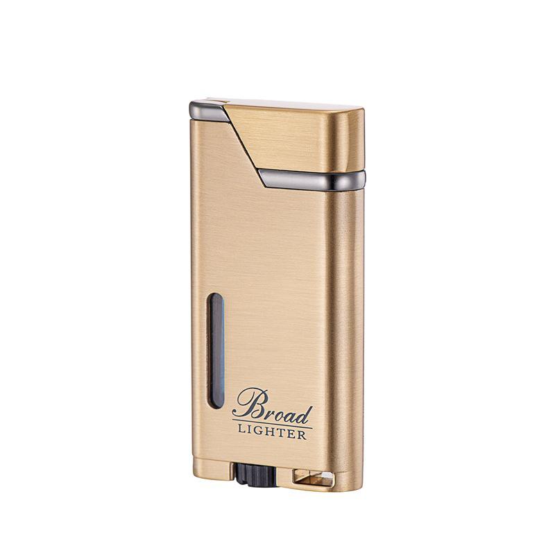 High-End No. 3 Metal Windproof Straight Flame Lighter with Visible Window - Creative Smoking Accessory