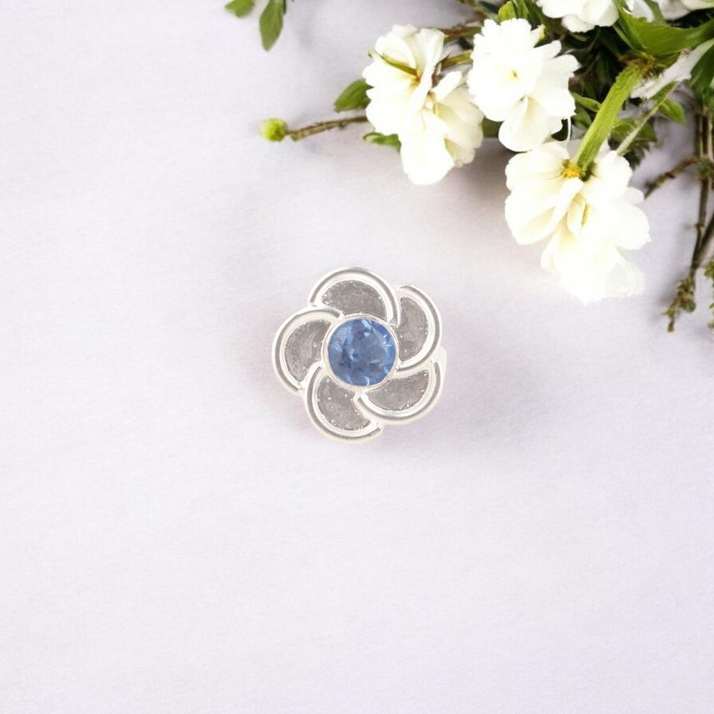 Natural Tanzanite Gemstone Ring 925 Solid Silver Handmade Jewelry Gift For Wife RR-51-4