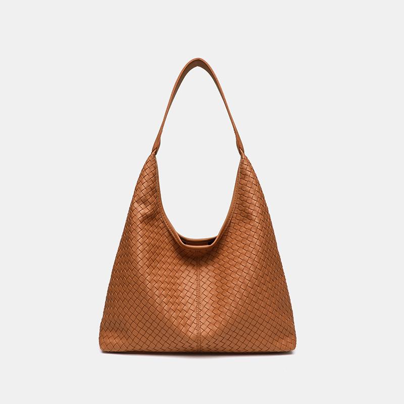 Vintage Commuter Tote Bag 2025 Super Popular PU Woven Soft Leather Shoulder Bag Large Capacity Commuter Underarm Bag for Women