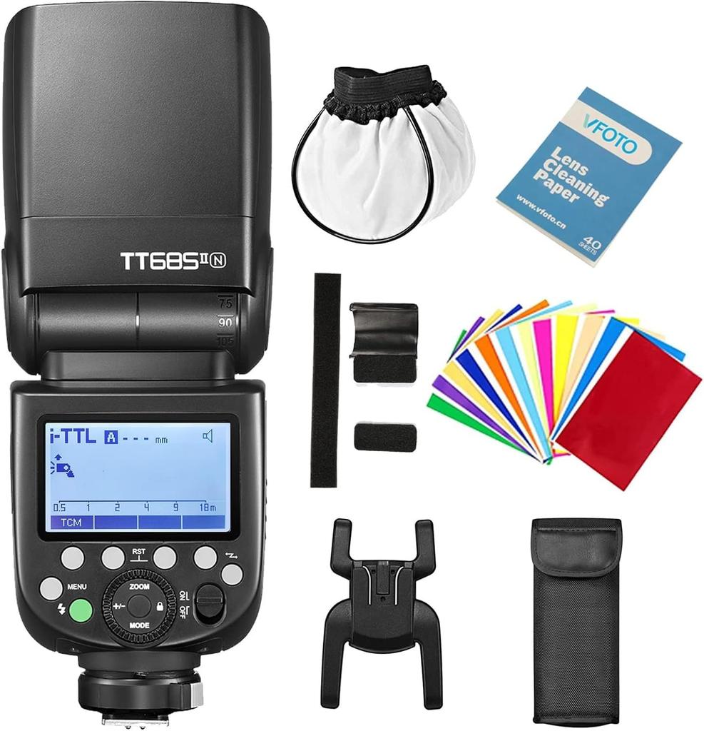 Godox GODOX Blitz GN60 HSS Synchronisationsgeschwindigkeit Speedlite Stroboskop mit Zweit-Recycling Kompatibel mit Nikon und Z7 [Autorisierter Händler] TT685II-N Stroboskop, i-TTL 1/8000s
