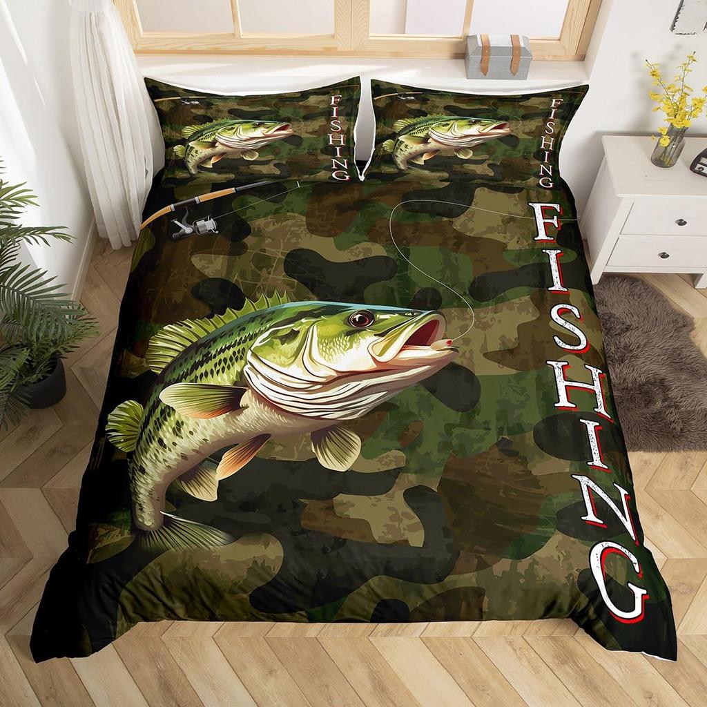 Fischerei Bettwäsche Sets Für Erwachsene Queen Size Bettbezüge Leichte Daunen Zimmer Dekoration 2 Kissenbezüge 1 Bettbezug Ohne Bettdecke