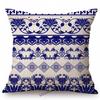 Traditional Delft Navy Blue Toile Floral Pattern Elegant Royal Luxury Home Decoration Cotton Linen Sofa Pillowcase Cushion Cover