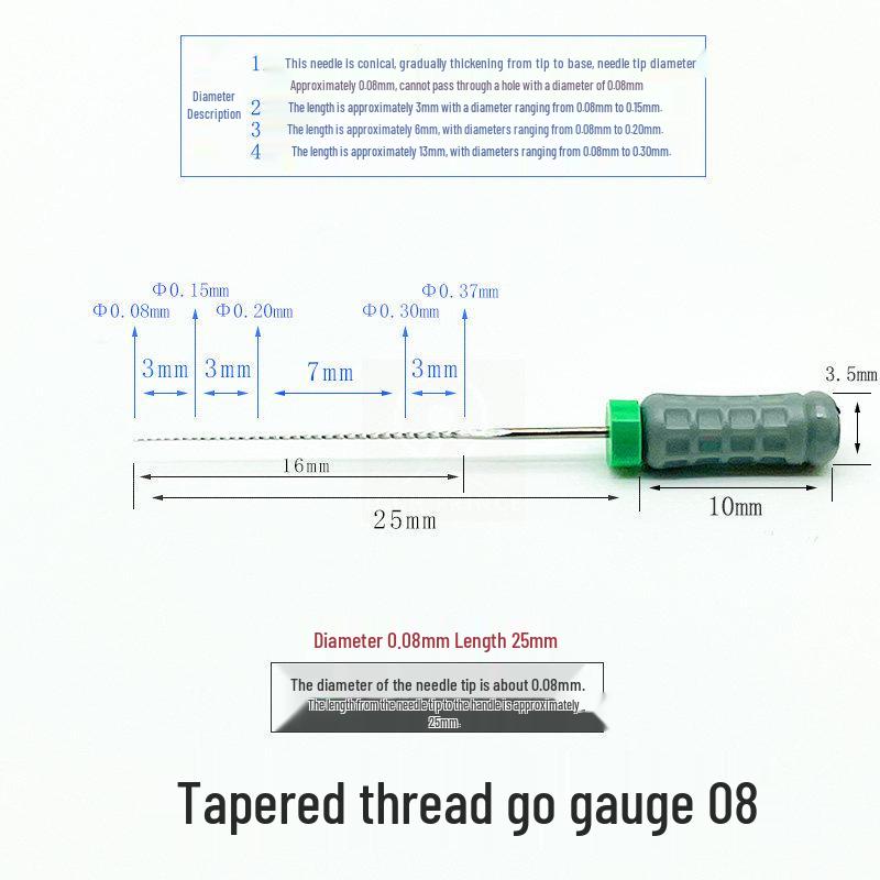 Threaded 0.05mm Ultra-Fine Steel Nozzle Cleaning Needle for Go-No-Go Gauge Valve