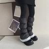 Women's Insulated Thermal Padded Puffer Leg Warmers Outdoor Cold Weather Plush Hem Quilted Boot Covers Gaiters Socks