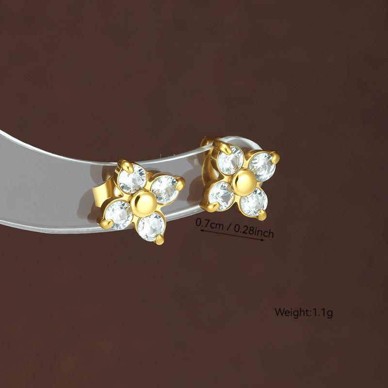 Elegant Four-Leaf Clover Stainless Steel Necklace and Earring Set