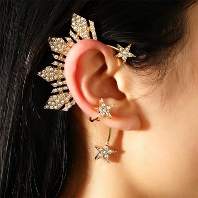 1 Pcs Rhinestone Star Ear Clips Non-Piercing Ear Cuff Clip Jewelry Catriona Gray Miss U Ear Cuff Inspired Three Stars And The Sun