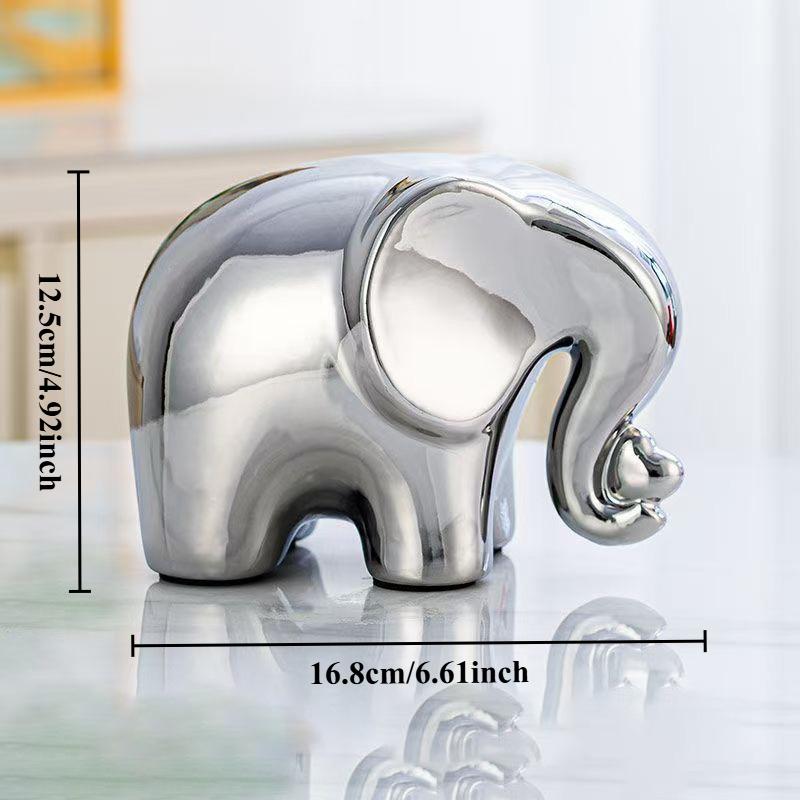 Handmade Ceramic Electroplated Elephant Statue Gold/Silver Home Decor Animal Figurine Wedding Gift  Ornament Office Desk Art