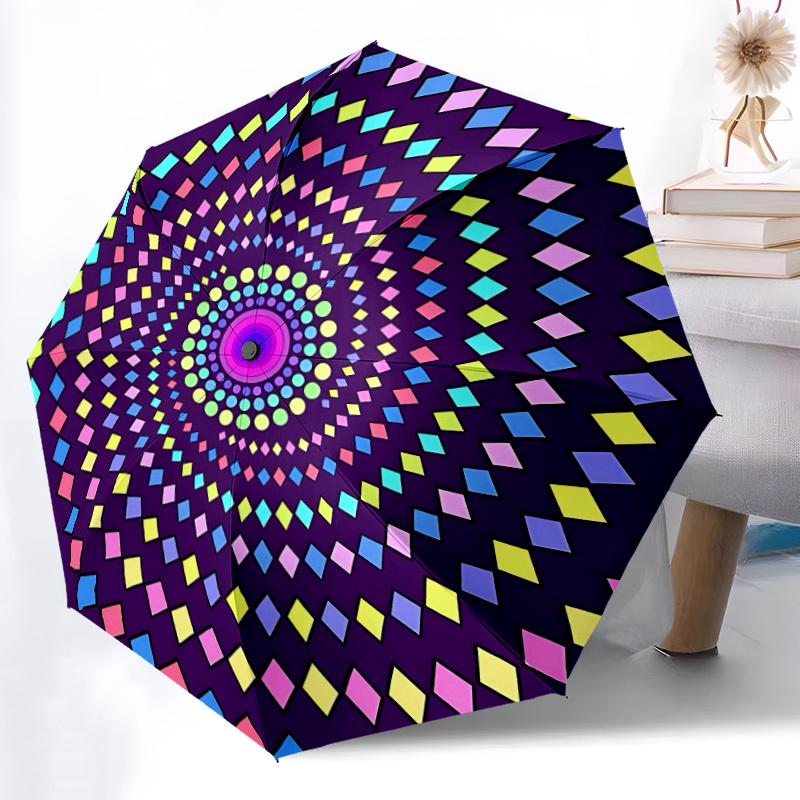 1pc Colorful Mandala Pattern Automatic Umbrella - Automatic Opening And Closing, Sturdy Iron Frame, Formal Occasions yy251018136