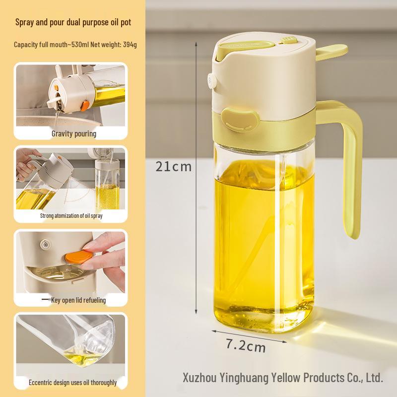 Integrated Kitchen Oil Sprayer: Two-in-One Automatic Glass Oil Bottle with Non-Stick Feature