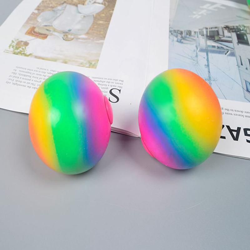 Creative Soft Rainbow Ball Squishy Toys Anti Stress Decompression Sensory Squeeze Fidget Toy For Adults Kids Classroom Prizes