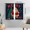 2pcs,2D plane printing Curtain Fabric Santa Claus & Snowy Village Durable 100% Polyester Fabric (without rod) Holiday Use for