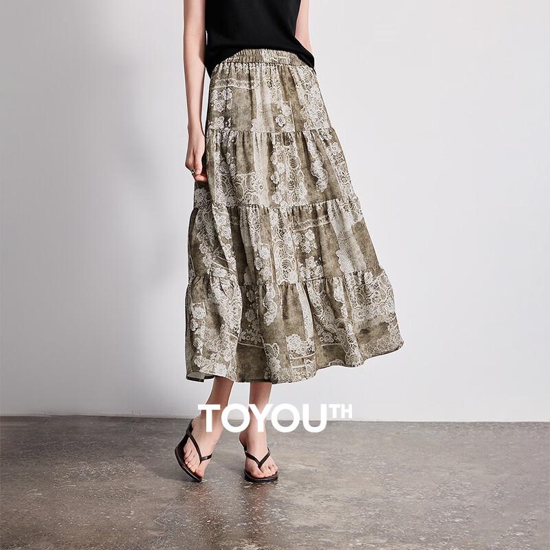 Богемная ретро юбка Chuyu с цветочным принтом, ярусная L