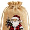 Small Fabric Gift Packaging Christmas Jute Burlap Bags, Drawstring Treat Candy Reusable Pouches Bag, Linen Pouch for Holiday Party Favors Storage