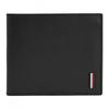Italian Black Leather Wallet with Grained Texture and Metallic Brand Logo On the Front