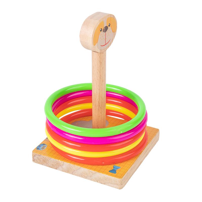 

Деревянная радужная игра с кольцами и животными и башня для складывания - Монтессори развивающая игрушка для детей