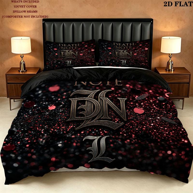 Schwarzes Kleeblattmuster Bettwäsche Steppdecke Set Bettbezug Kissenbezug Zuhause Geburtstagsgeschenk(1 Bettbezug + 2 Kissenbezüge, ohne Füllung)