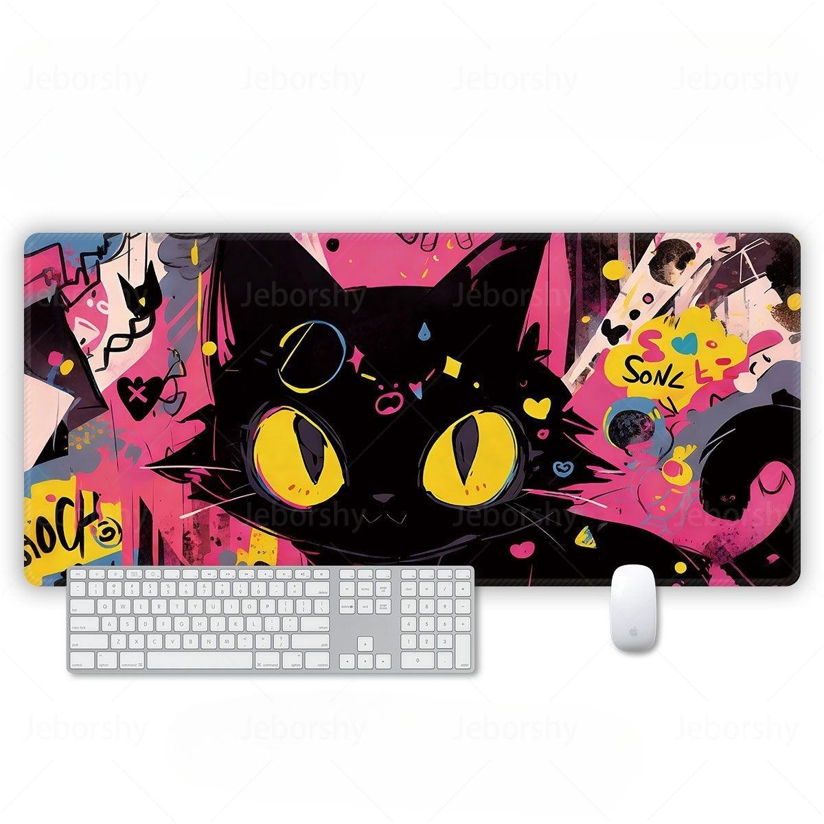 Extra Large Doodle Cat Rubber Mouse Pad Desk Mat Office Computer Desk Mat Keyboard Mat Mouse Pad 300x800x2mm