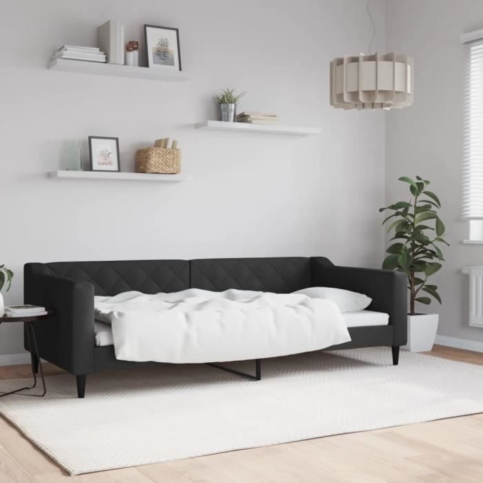 VidaXL Lit de repos noir 90x200 cm tissu 354163