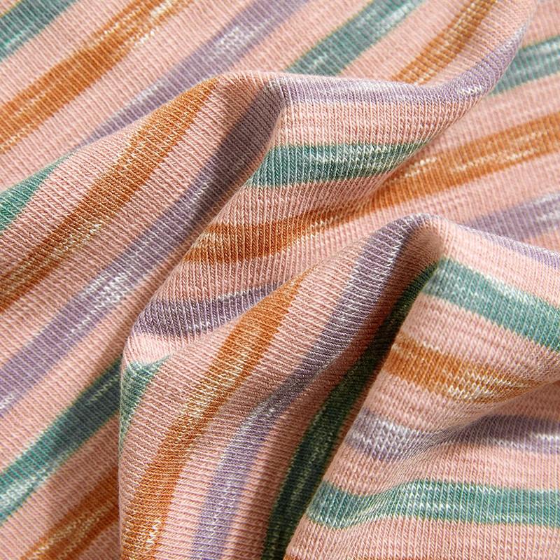 Women's Sweet Striped Round Neck Crop Top